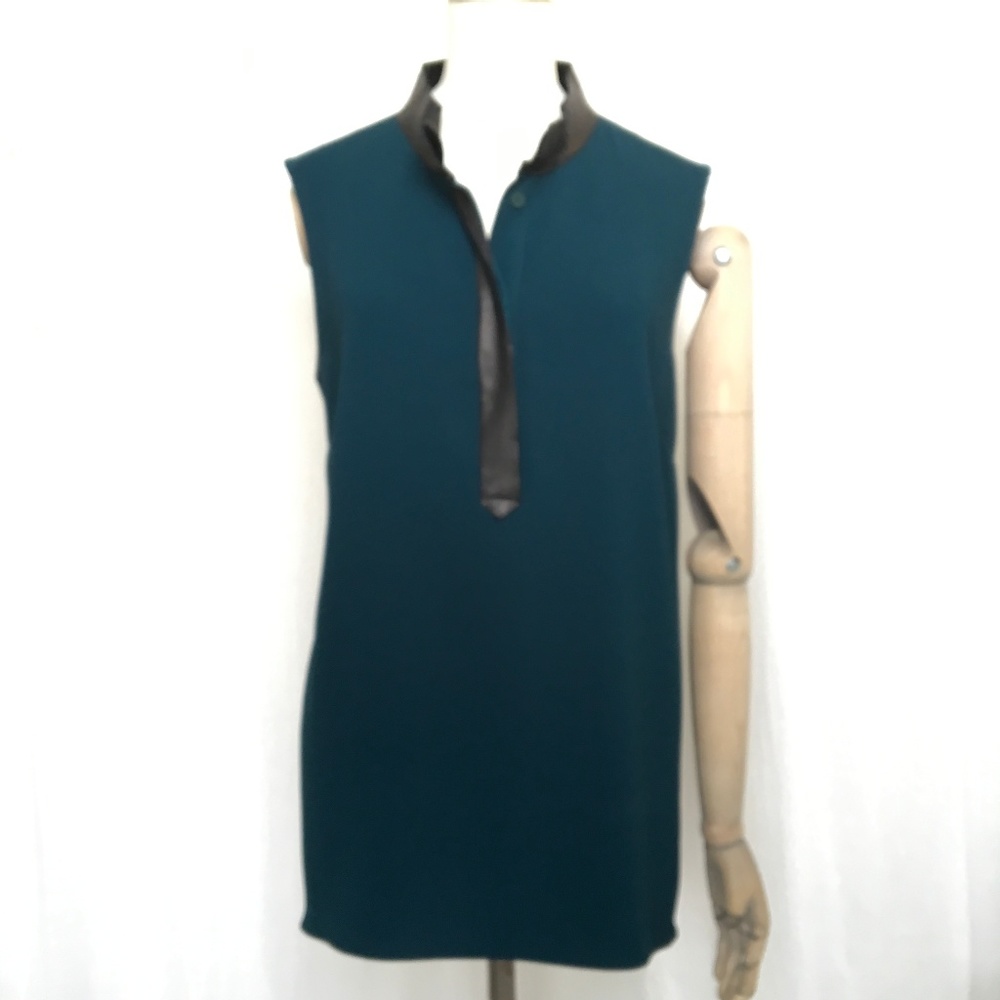 Elie Tahari Leather Collar Tunic